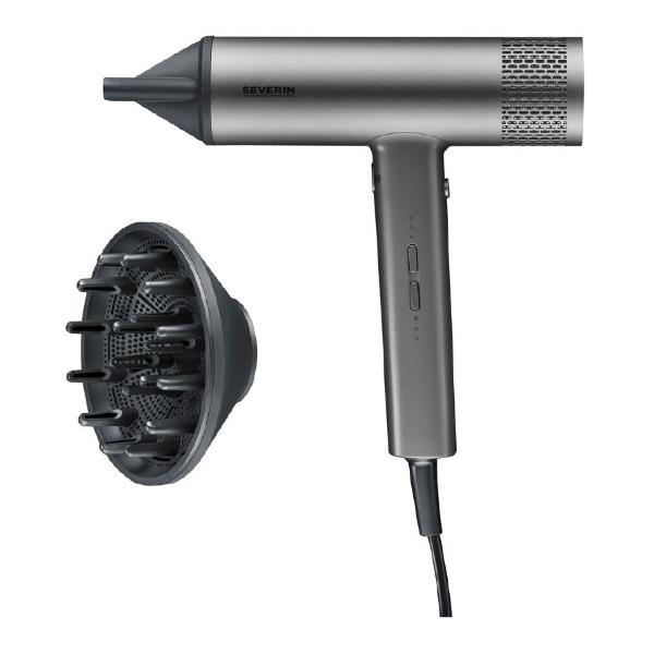 Severin HT0169 Asciugacapelli 2000 W Motore DC Ionico 3 velocita’ 3 temperature concentratore e diffusore inclusi colore Antracite