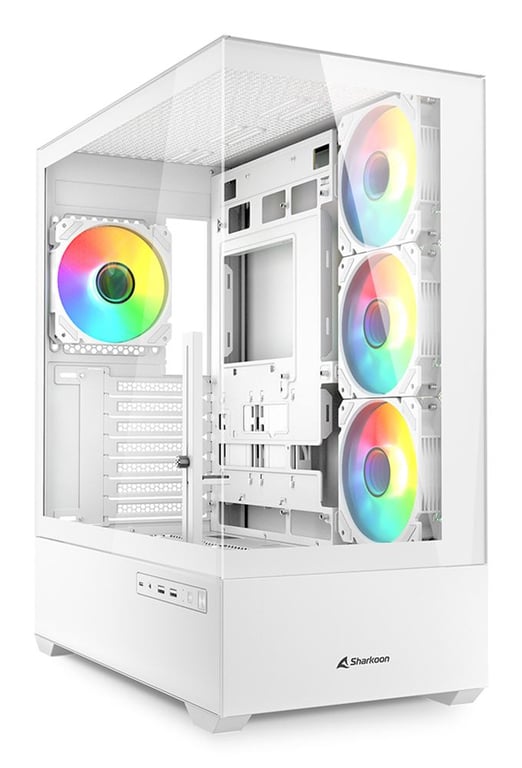 Sharkoon Atx 2XU3, 1XUSB-C,TRRS, 2XTG, 4X120 Argb AK6 Rgb WHITE