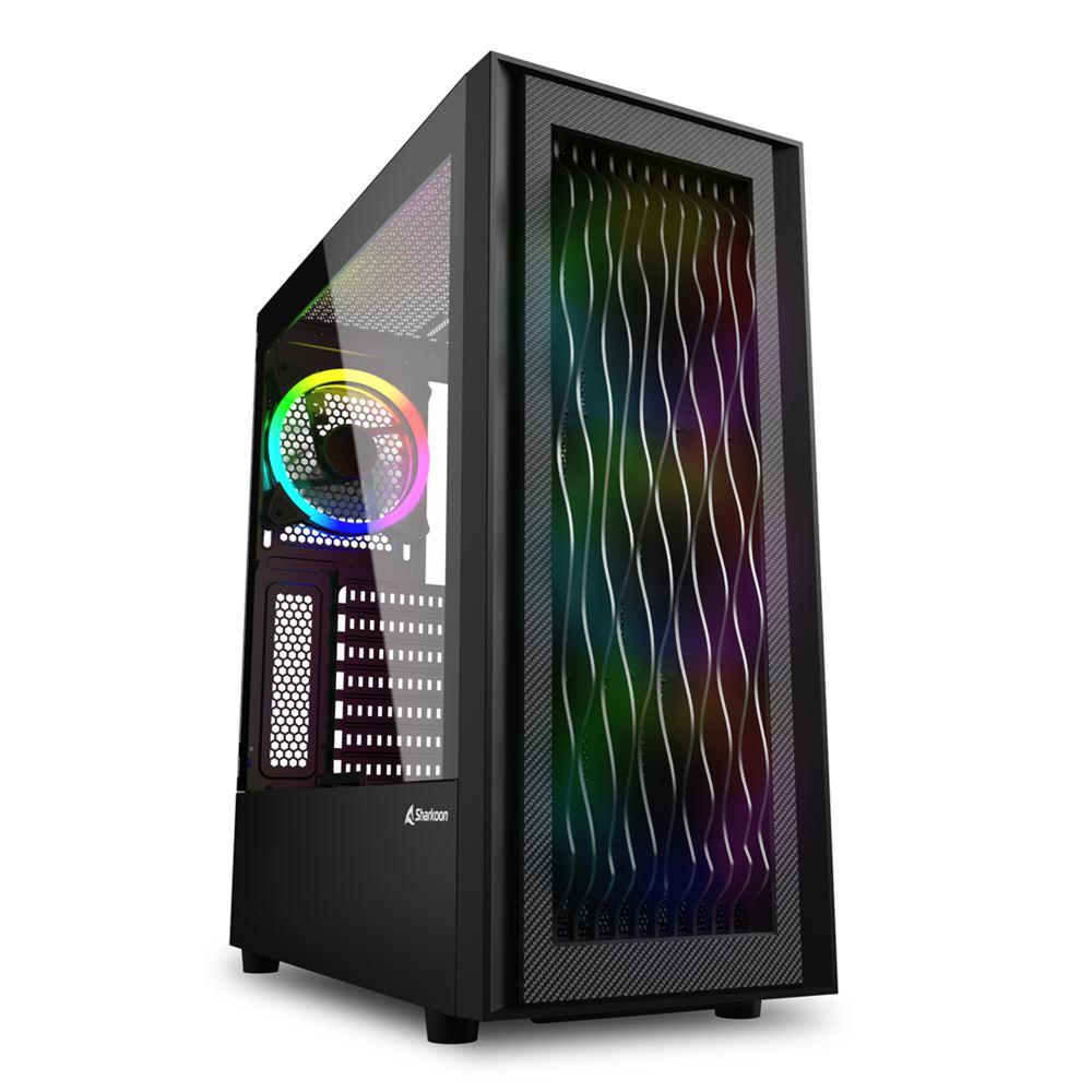 Sharkoon Atx 2XU3,1XUSB-C,TEMP Glass, 4X120 Argb,front Mesh Rgb WAVE