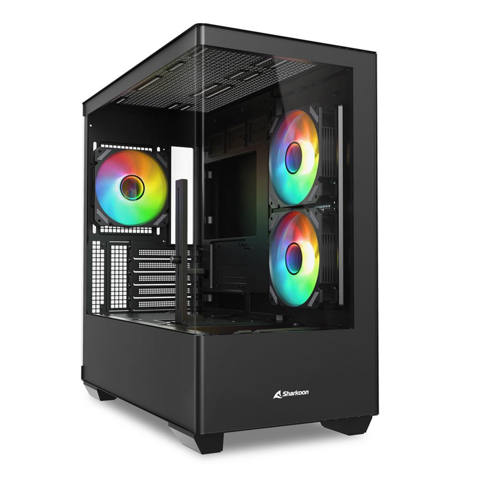 sharkoon-case-m-atx-curve-glass-panel2x-u3-1x-type-ctrrs Sharkoon Case M-Atx Curve Glass Panel,2x U3, 1x Type-C,trrs Elite Shark CM100 BLACK