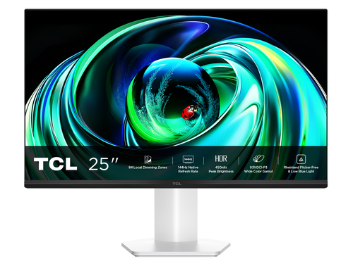 Tcl Monitor Gaming 24,5 Mled Ips 16:9 FHD 5MS 144hz 450 Cdm, Miniled Direct-84, 99 Srgb, VGA/Hdmi, Bianco 25g54