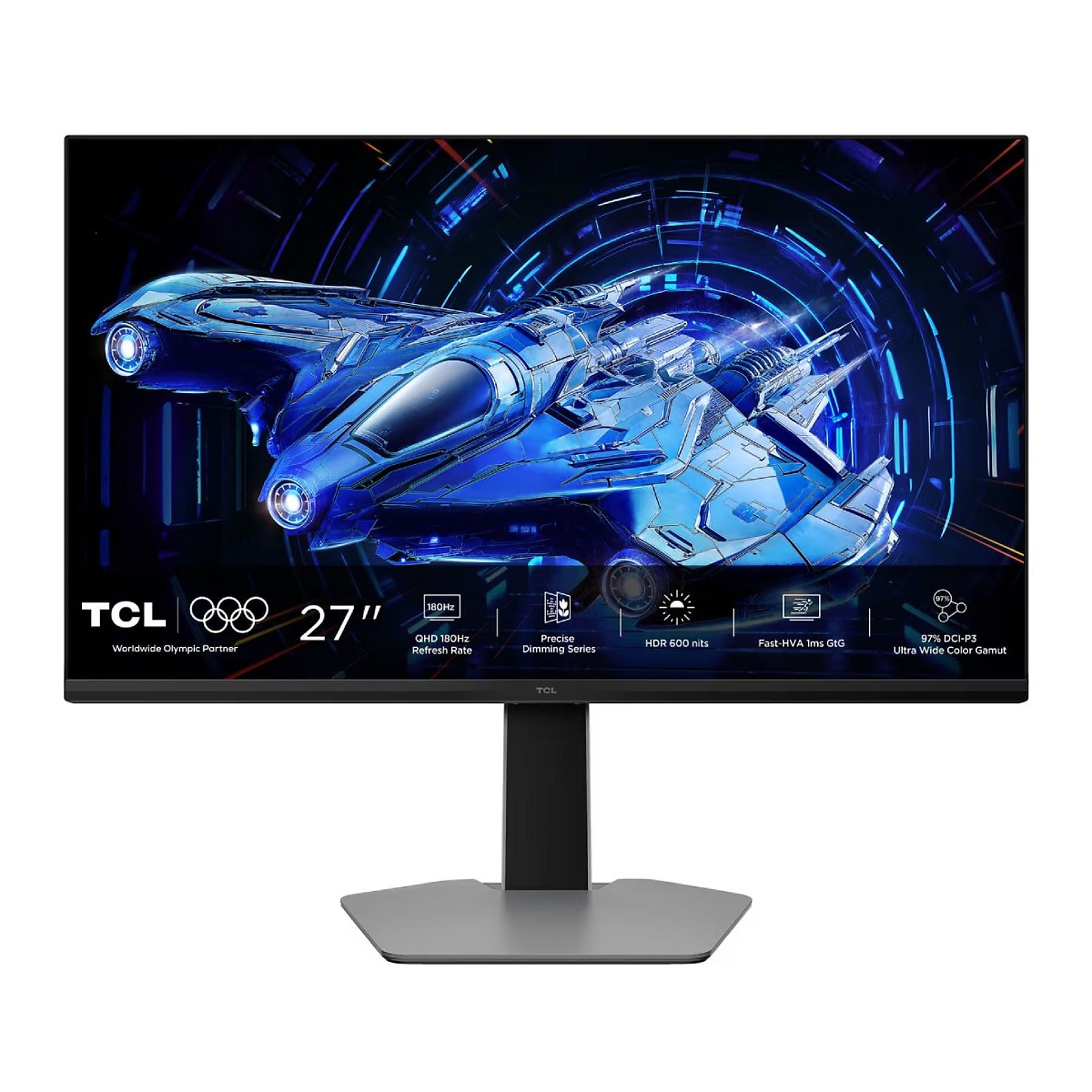 Tcl Monitor Gaming 27 Mled Ips 16:9 QHD 1MS 180hz 600 Cdm, Miniled Direct-180, 99 Srgb, DP/Hdmi, Bianco 27g64