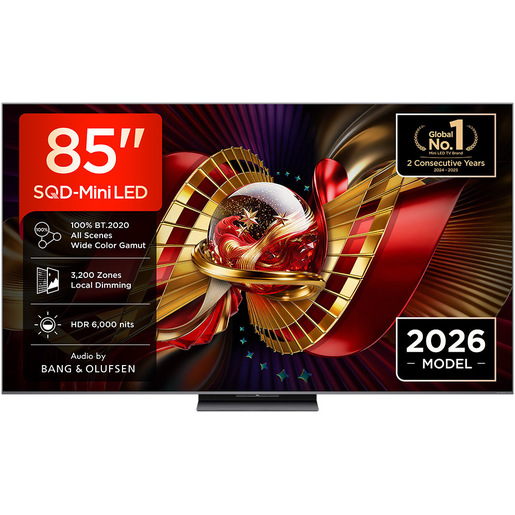 tcl-tv-tcl-85c8l-smart-85-sqd-mini-led-4k-hdr-6000-nit TCL TV TCL 85C8L, Smart 85'', SQD Mini LED, 4K HDR, 6000 nit, 3.200 zone di dimming, Google TV, 144Hz, Dolby Vision & Atmos, Audio Bang Olufsen