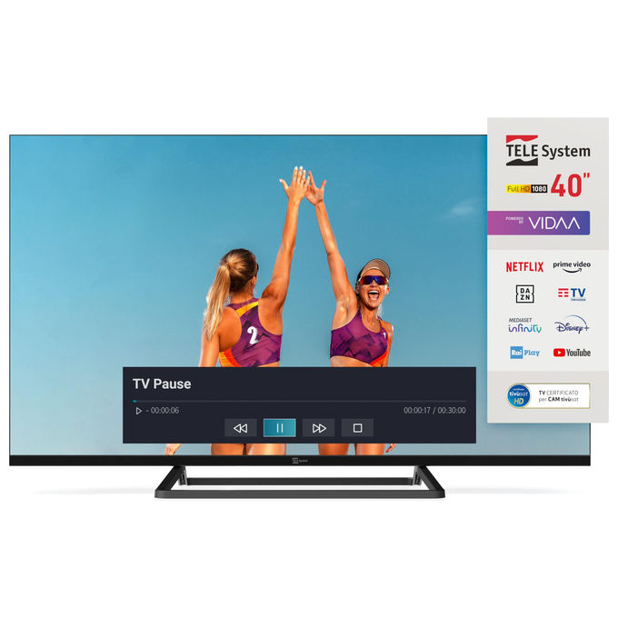 Telesystem TELE System Smart TV 40 Pollici Full HD LED Frameless DVB-T2 tivu'sat