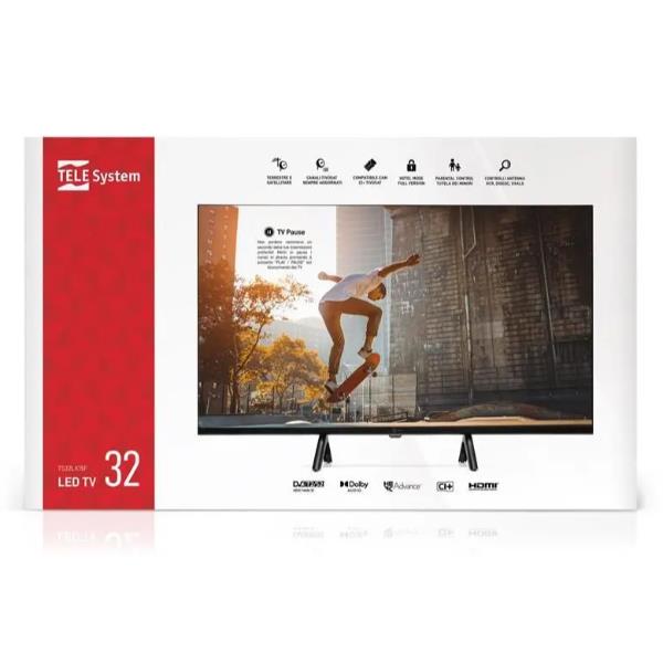 Telesystem TELE System Tv Led 32 Pollici HD Ready DVB-T2-C-S2 Classe E Nero