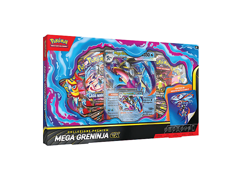 THE POKEMON COMPANY Pokémon 10-10413-104 Collezione Premium Mega Greninja-ex Carta promozionale olografica e lenticolare gigante 8 buste di espansione
