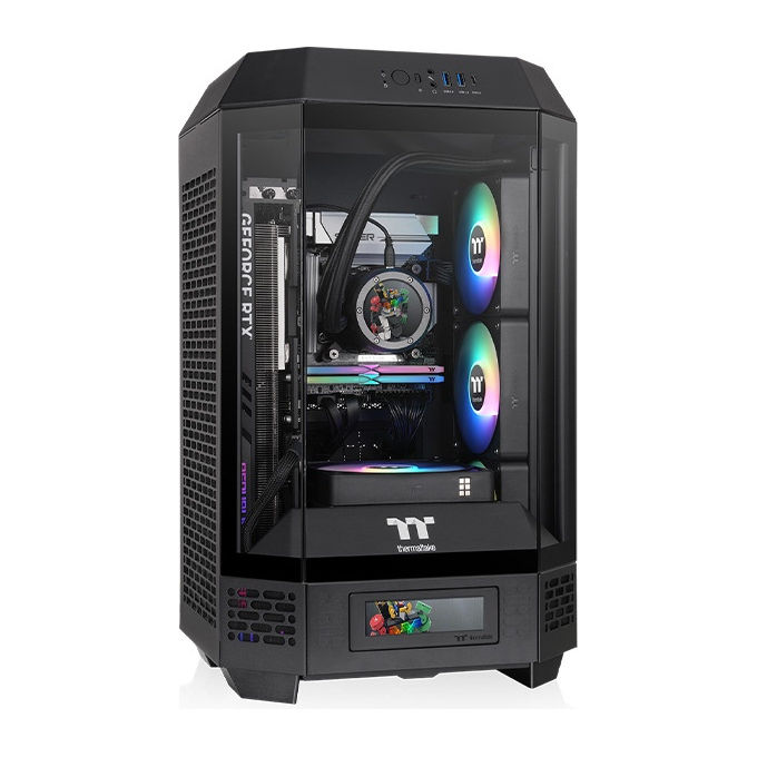 Thermaltake CA-1Z9-00S1WN-00 The Tower 250 Case PC Mini Tower Mini-ITX con Display LCD 3.9'' colore Nero Bianco