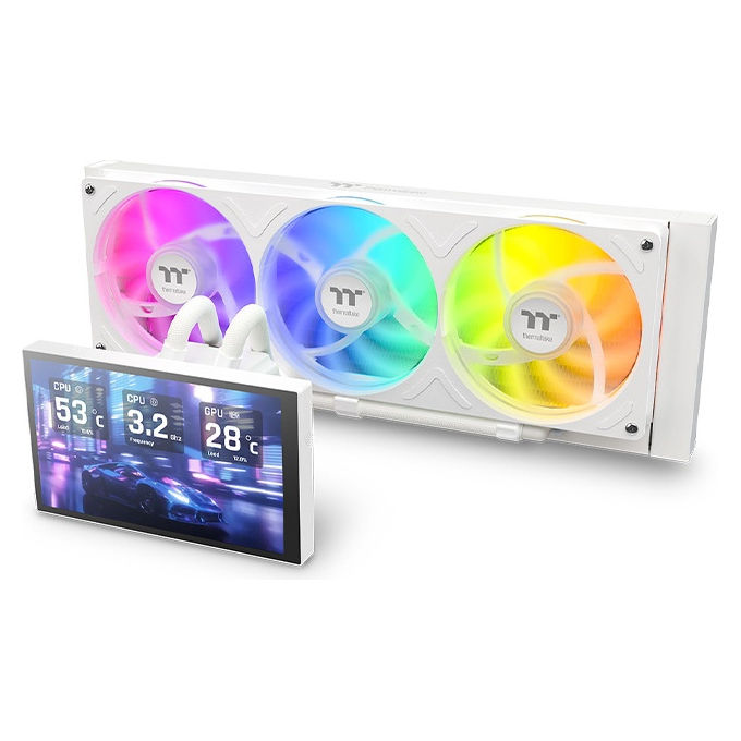 Thermaltake CL-W494-PL12SW-A ST360 Ultra Dissipatore a liquido All-in-One Display 7” RGB 365 W colore Bianco