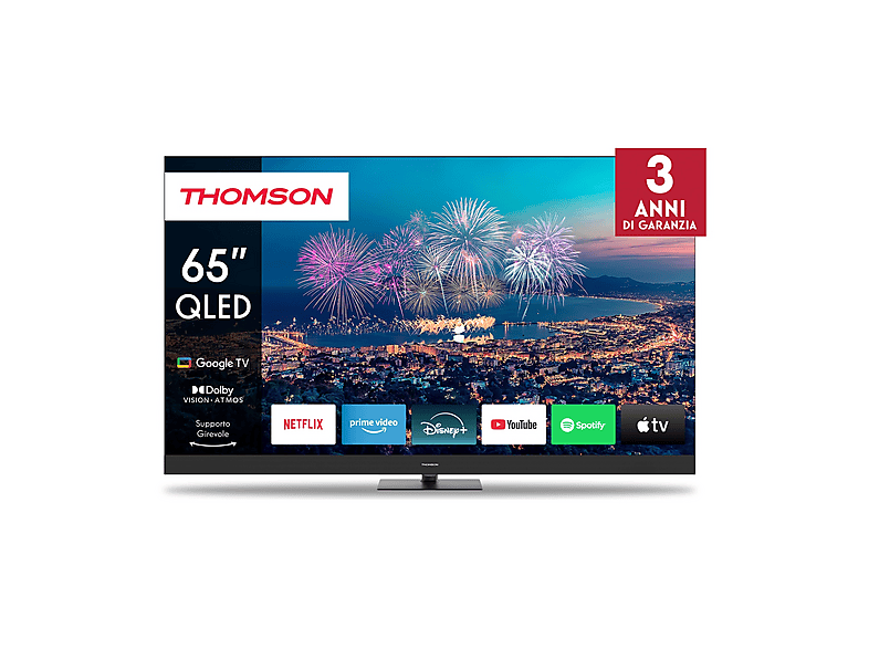 Thomson 65QG6C14 Tv Qled 4K Ultra HD 65 Pollici Smart Tv Google Tv Nero