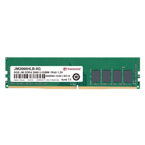 Transcend JM2666HLB-8G JetRam Memoria RAM DDR4 8 GB 2666 MHz 288-pin DIMM colore Nero