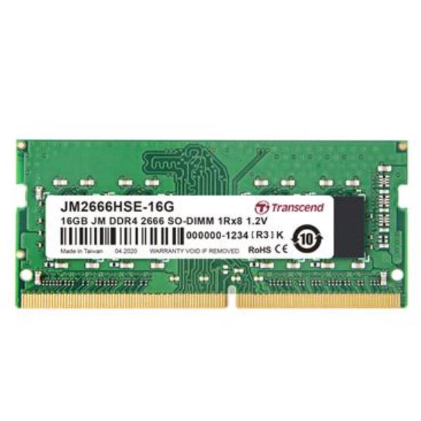 Transcend JM2666HSE-16G JetRam Modulo Memoria 16 GB DDR4 2666 MHz SO-DIMM 260 pin CL19 1.2V colore Nero