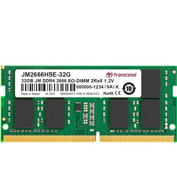 Transcend JM2666HSE-32G JetRam Memoria RAM DDR4 32 GB 2666 MHz 260-pin SO-DIMM CL19 1.2V colore Nero