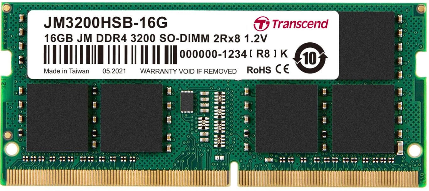 Transcend JM3200HSB-16G JetRam Memoria RAM DDR4 16 GB SO-DIMM 260pin 3200 MHz CL22 Unbuffered 1.2V