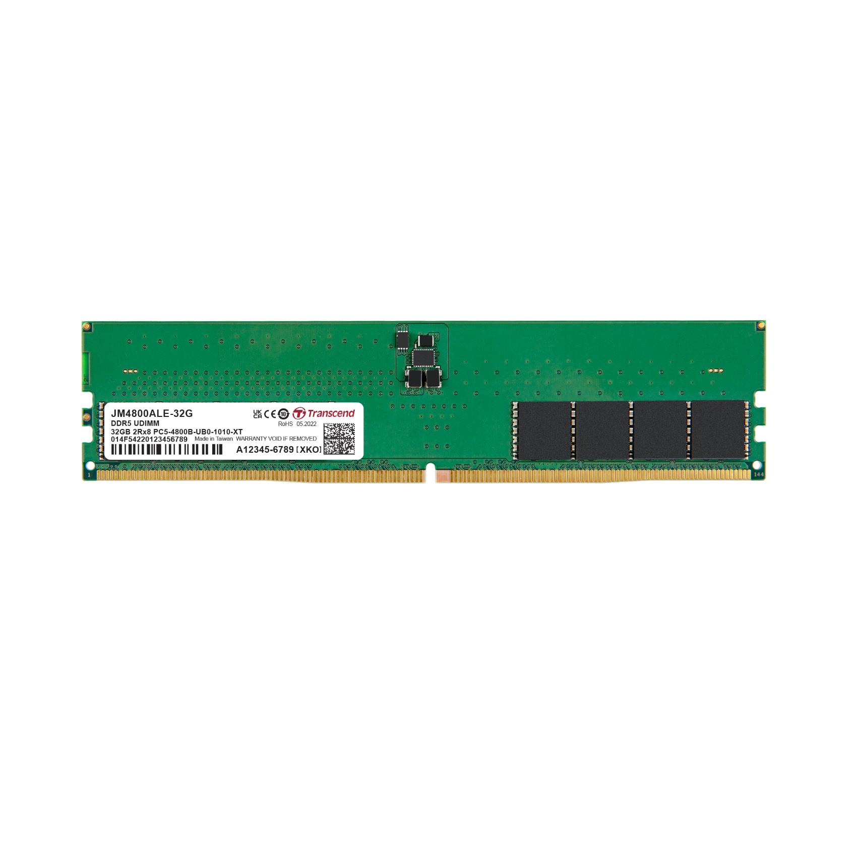 Transcend JM4800ALE-32G JetRam Memoria 32 GB DDR5 4800 MHz CL40 288-pin DIMM 1.1V colore Nero