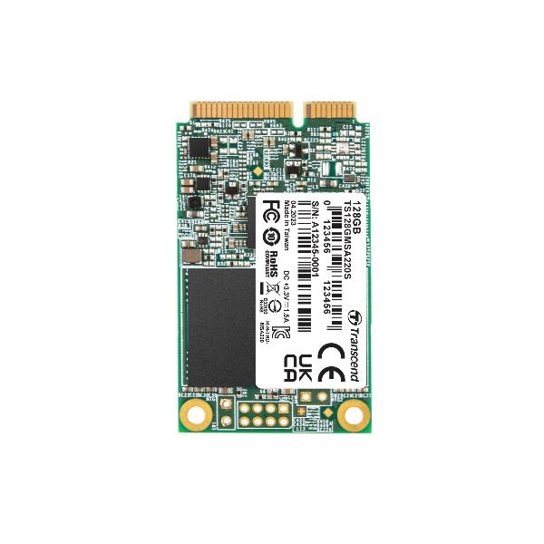 Transcend MSA220S 220S SSD mSATA 128 GB SATA III 3D NAND velocita' lettura 560 MB-s scrittura 500 MB-s colore Nero