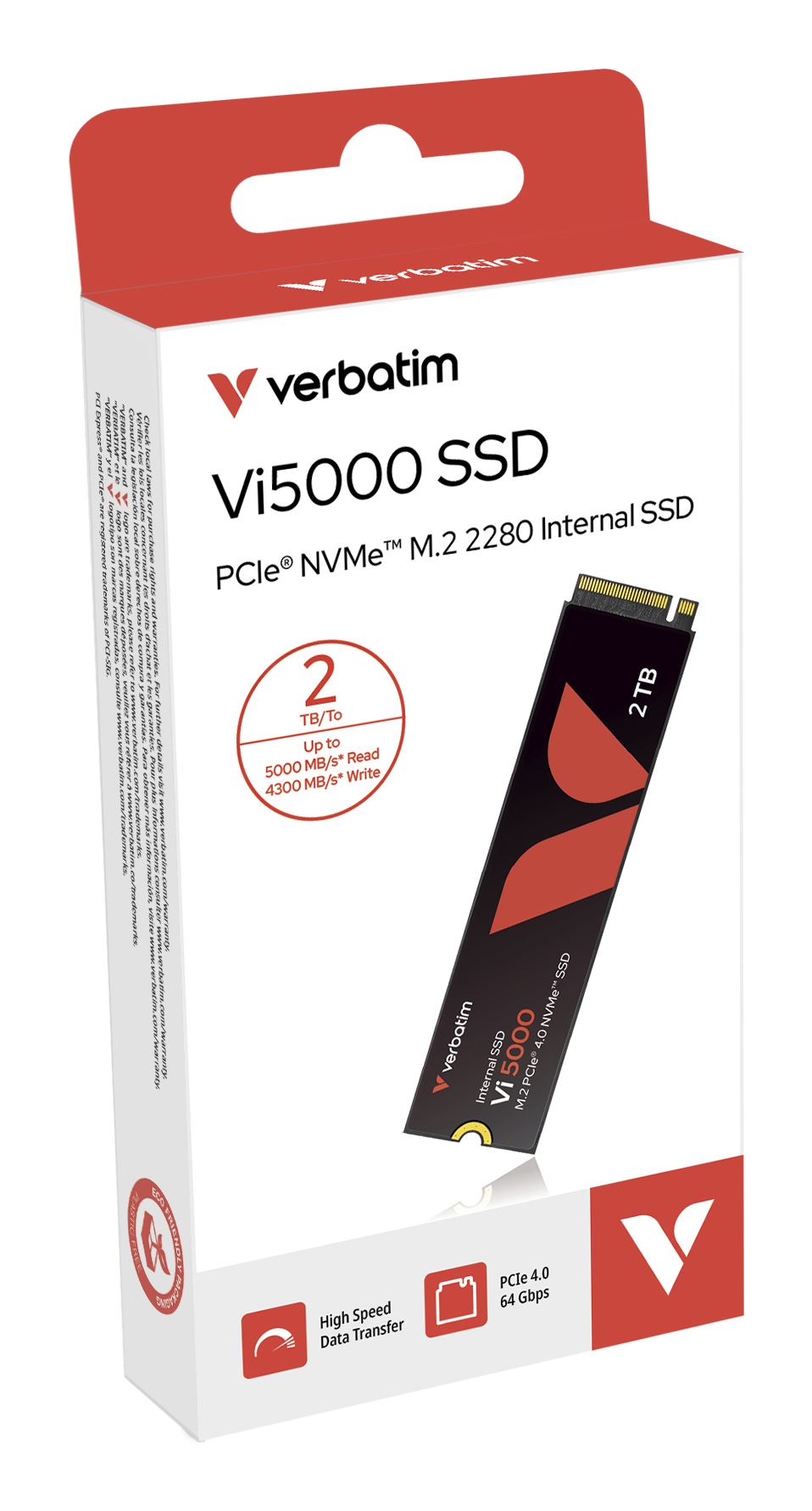 Verbatim 31827 Vi5000 SSD M.2 2 TB PCI Express 4.0 NVMe 3D NAND colore Nero - -40 - 85 °C